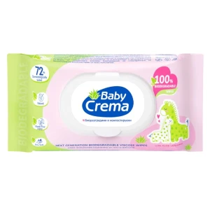 Biodegradowalne chusteczki dla dzieci nawilżane Baby Crema z ekstraktem z aloesu 72 szt.